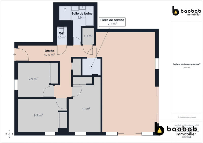 Appartement - 91 m² - 4 pièces