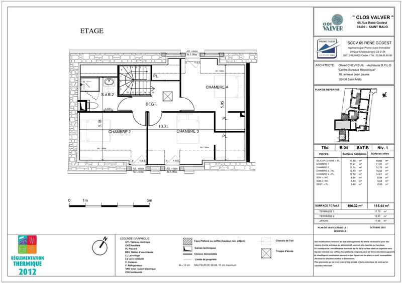 Appartement - 106 m² - 5 pièces