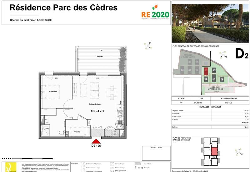 Appartement - 47 m² - 2 pièces