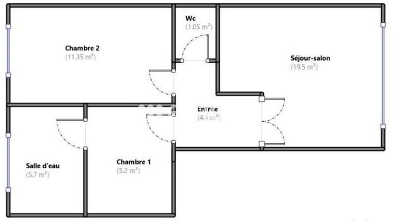 Appartement - 52 m² - 2 pièces