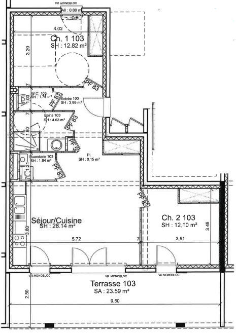 Appartement - 65 m² - 3 pièces