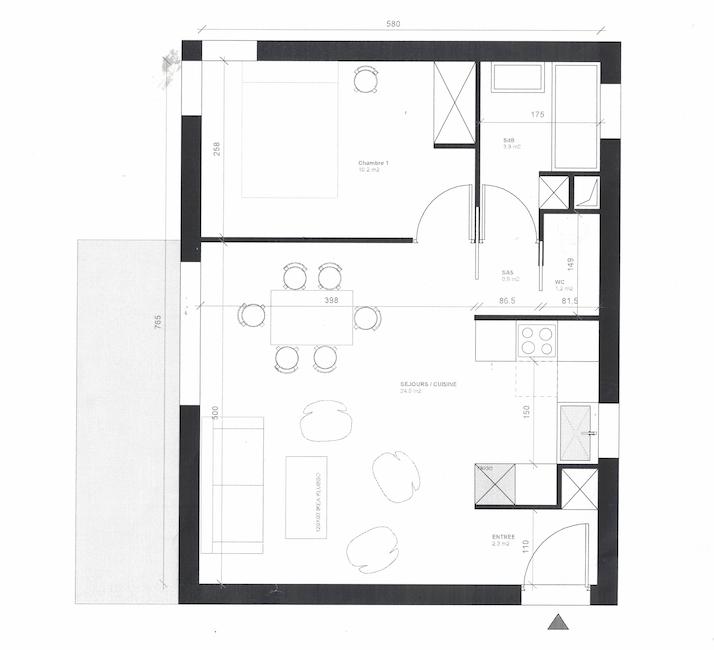 Appartement - 44 m² - 2 pièces