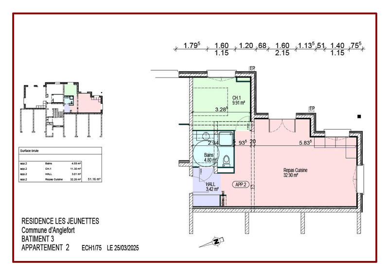 Appartement - 51 m² - 2 pièces