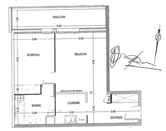 Appartement - 44 m² - 2 pièces