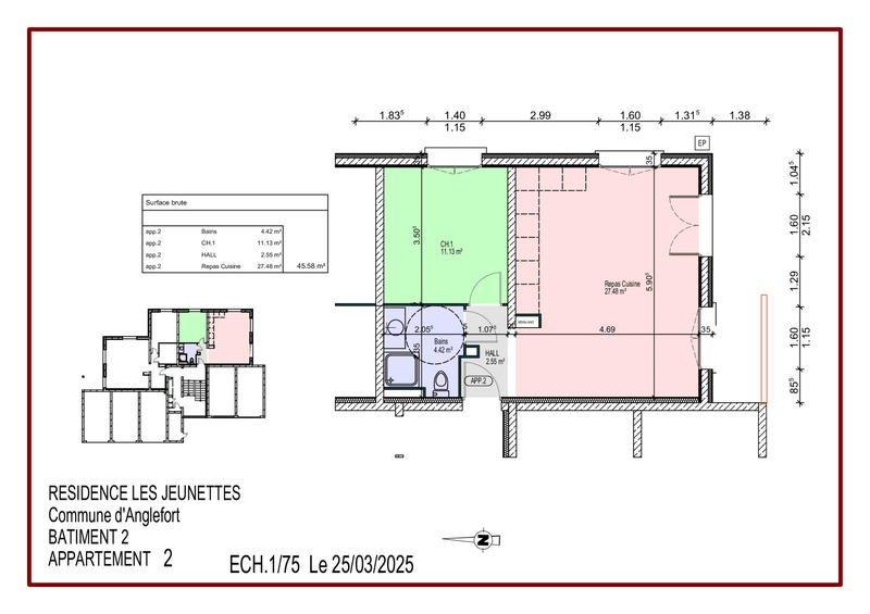 Appartement - 46 m² - 2 pièces