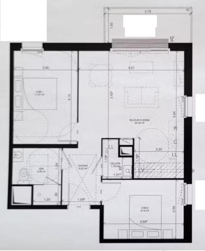 Appartement - 54 m² - 3 pièces