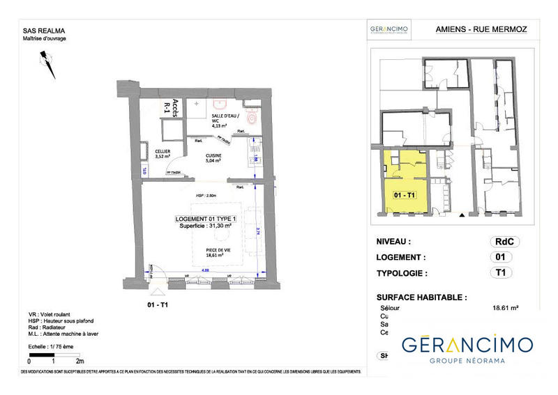 Appartement - 31 m² - 1 pièce