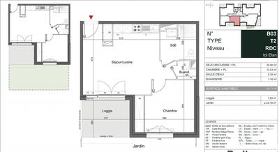 Appartement - 44 m² - 2 pièces