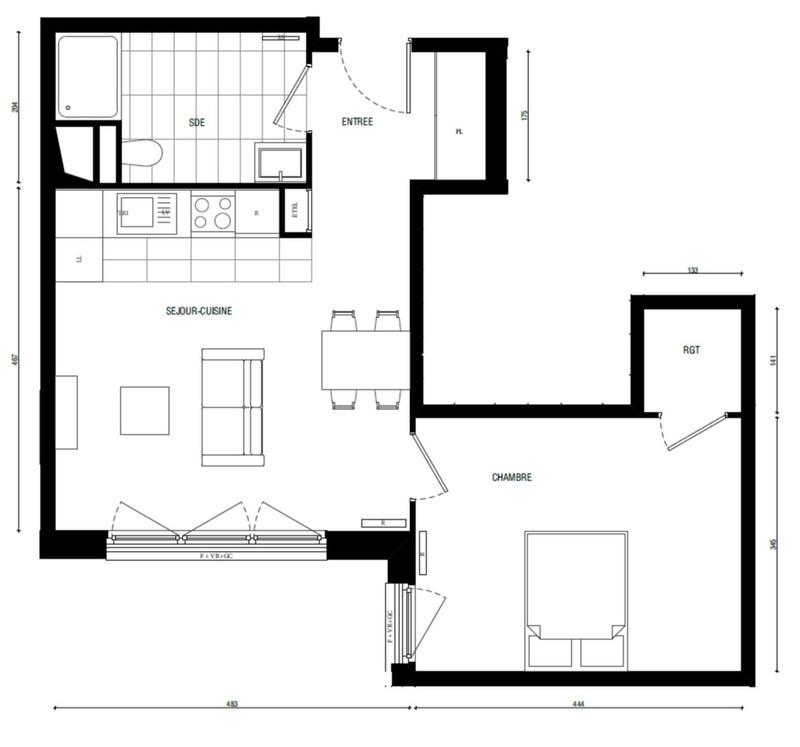 Appartement - 50 m² - 2 pièces