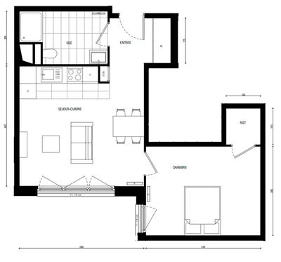 Appartement - 50 m² - 2 pièces