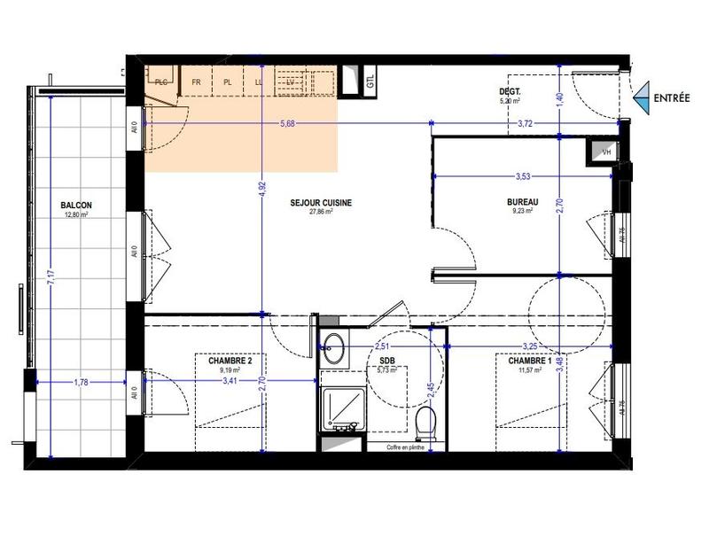 Appartement - 68 m² - 4 pièces