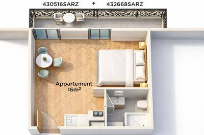 Appartement - 8 m² - 1 pièce