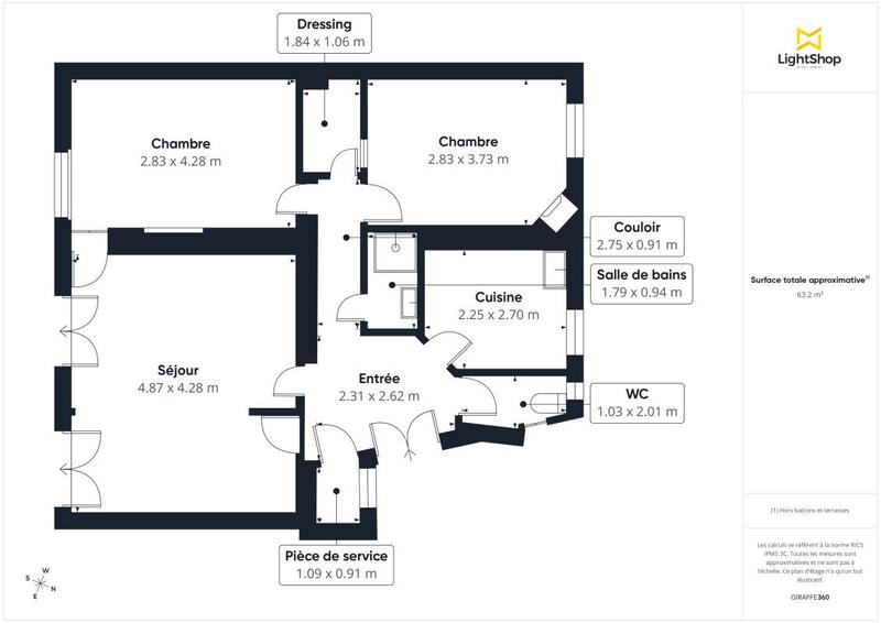 Appartement - 65 m² - 3 pièces