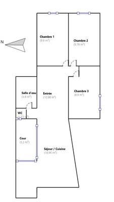 Appartement - 64 m² - 4 pièces