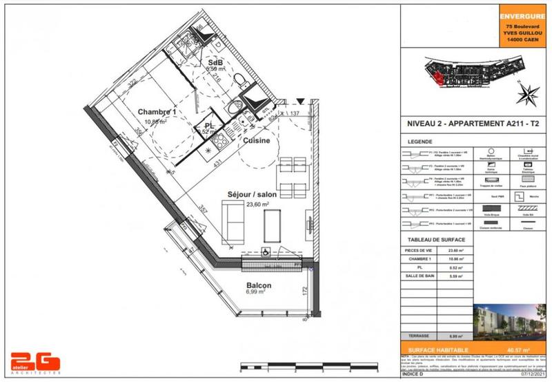 Appartement - 61 m² - 3 pièces