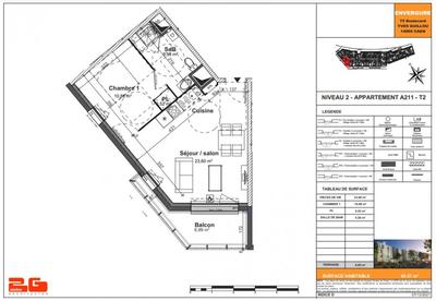 Appartement - 61 m² - 3 pièces