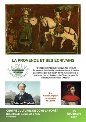Conférence &quot;La Provence et ses écrivains&quot; au Centre Culturel de Coye-la-Forêt