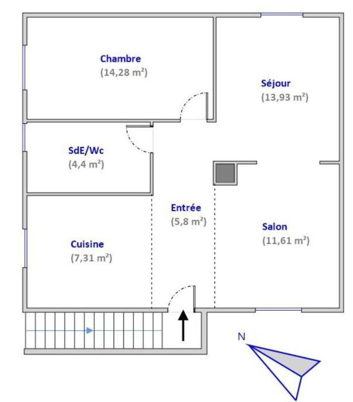 Appartement - 57 m² - 3 pièces