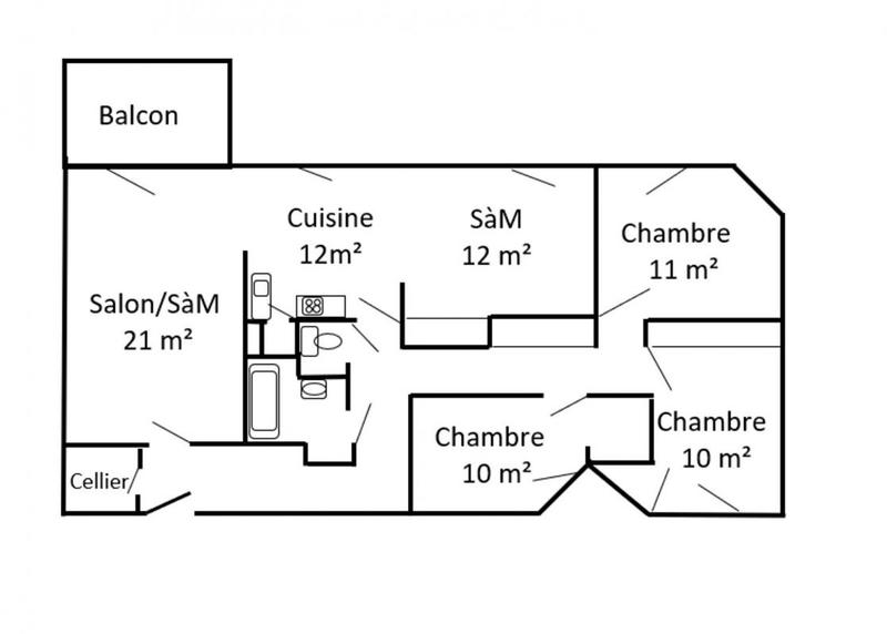 Appartement - 95 m² - 5 pièces