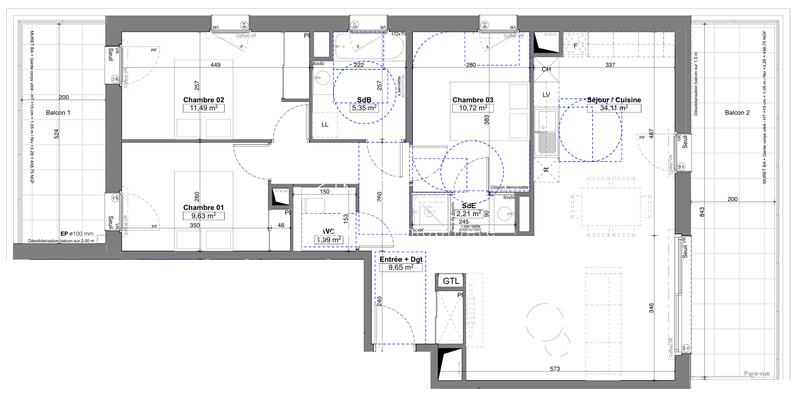 Appartement - 85 m² - 4 pièces