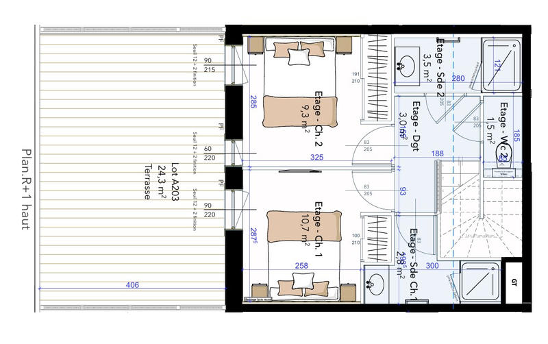 Appartement - 55 m² - 3 pièces