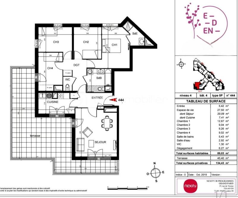 Appartement - 89 m² - 5 pièces