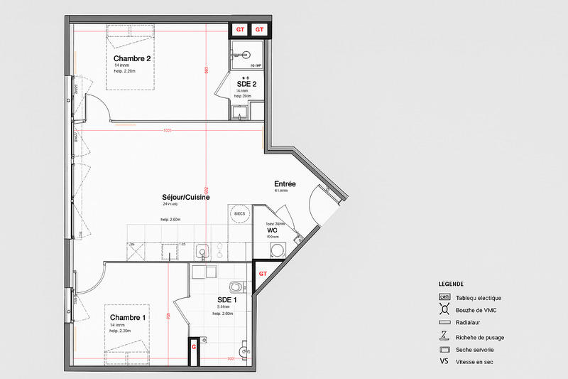 Appartement - 62 m² - 3 pièces