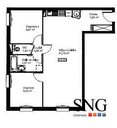 Appartement - 67 m² - 3 pièces