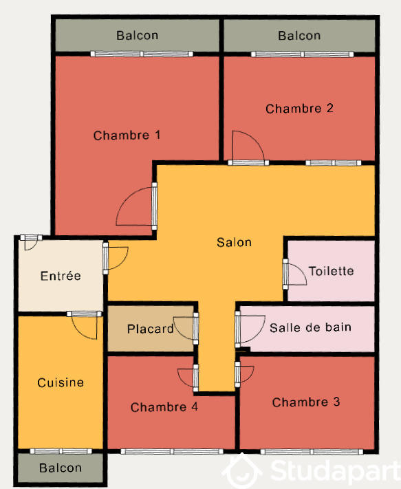 Chambre - 9 m² - 1 pièce