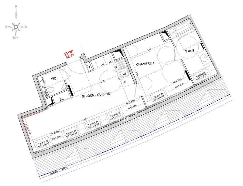 Appartement - 47 m² - 2 pièces