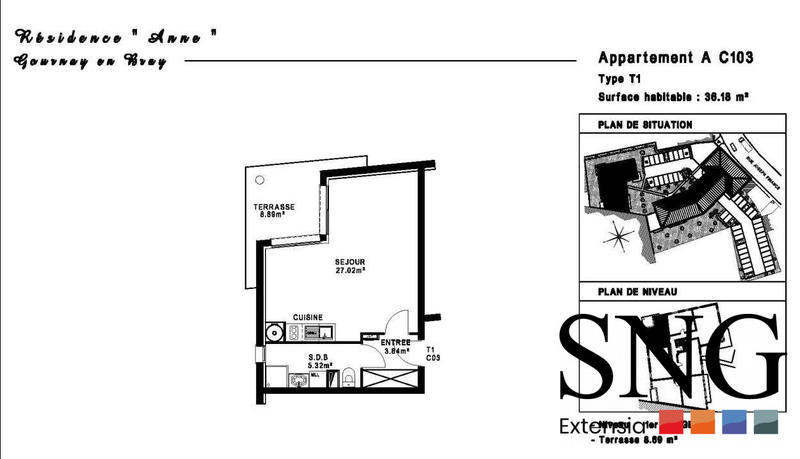Appartement - 36 m² - 1 pièce