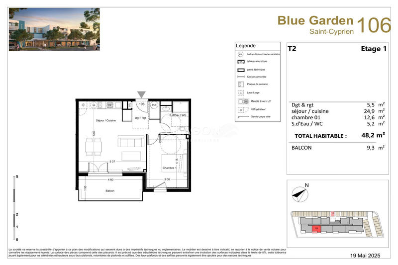 Appartement - 48 m² - 2 pièces