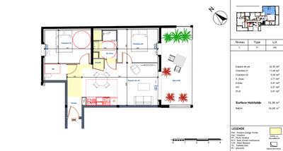 Appartement - 55 m² - 3 pièces