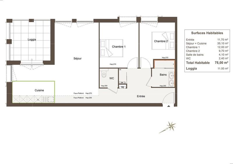 Appartement - 75 m² - 3 pièces