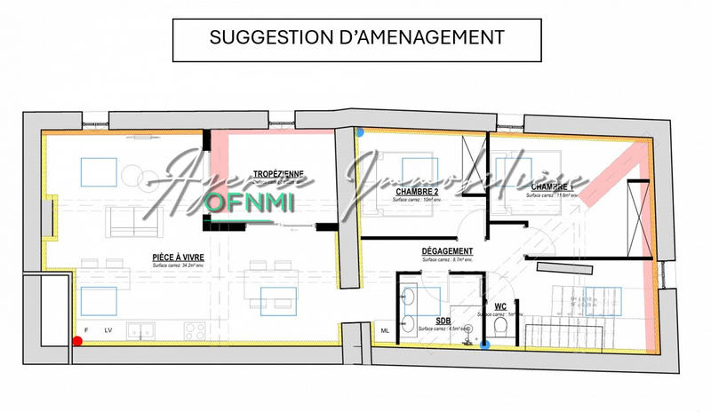 Appartement - 82 m² - 2 pièces
