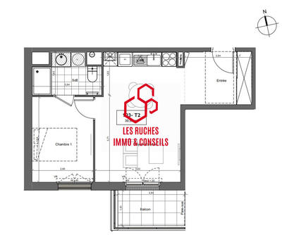 Appartement - 40 m² - 2 pièces