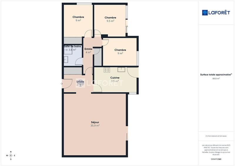 Appartement - 88 m² - 4 pièces