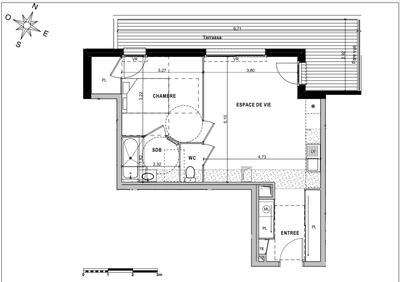 Appartement - 48 m² - 2 pièces