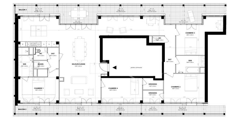 Appartement - 220 m² - 5 pièces