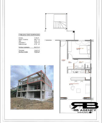 Appartement - 56 m² - 2 pièces