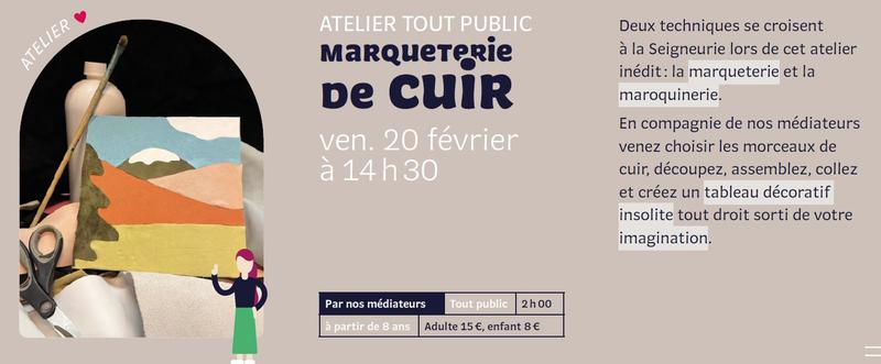 Atelier tout public : Marqueterie de cuir