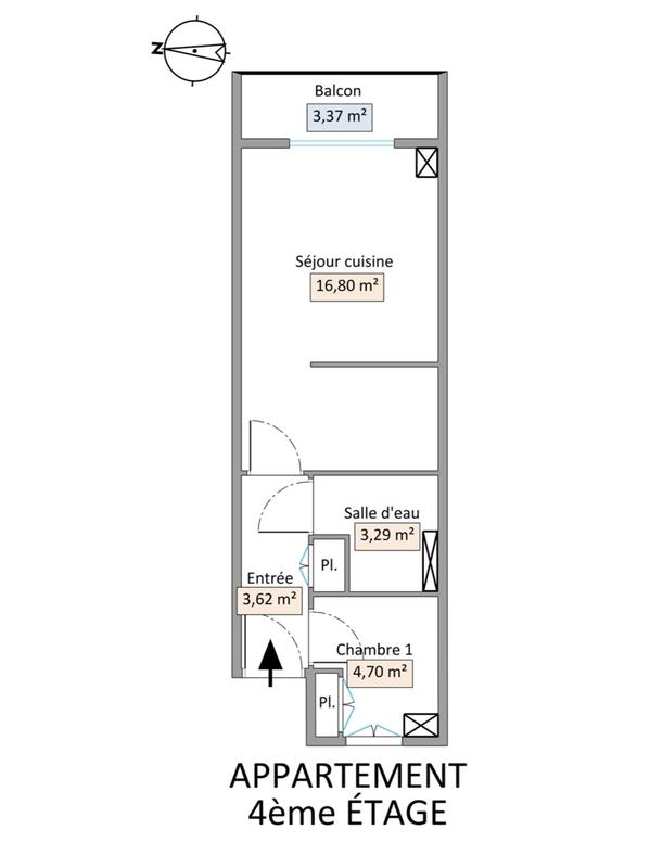 Appartement - 28 m² - 2 pièces