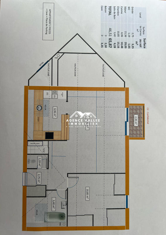 Appartement - 47 m² - 2 pièces