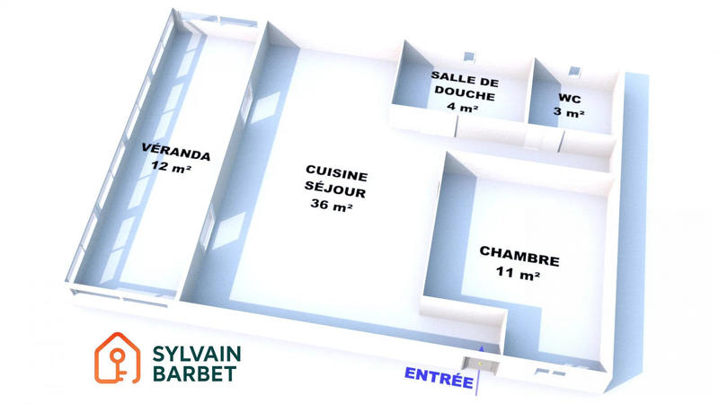 Appartement - 60 m² - 2 pièces