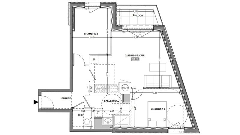 Appartement - 59 m² - 3 pièces