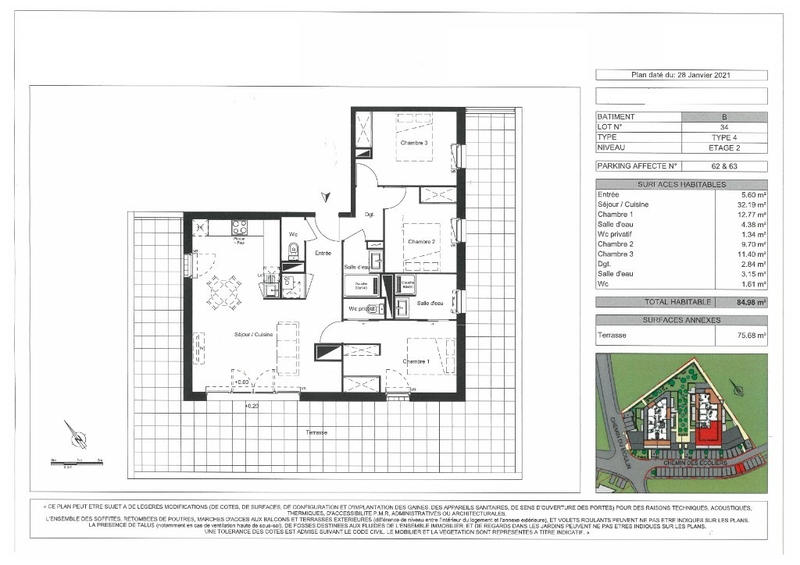 Appartement - 85 m² - 4 pièces