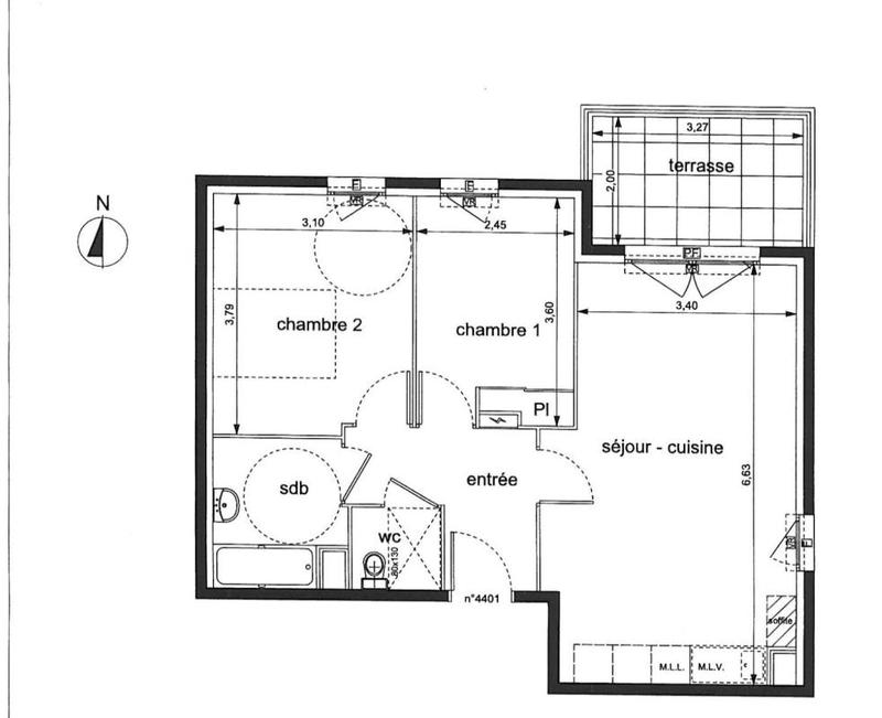 Appartement - 56 m² - 2 pièces