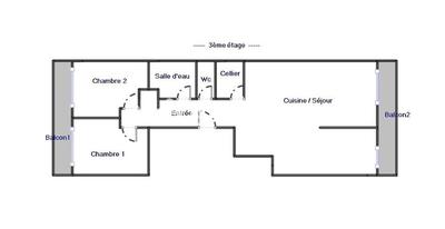 Appartement - 62 m² - 3 pièces