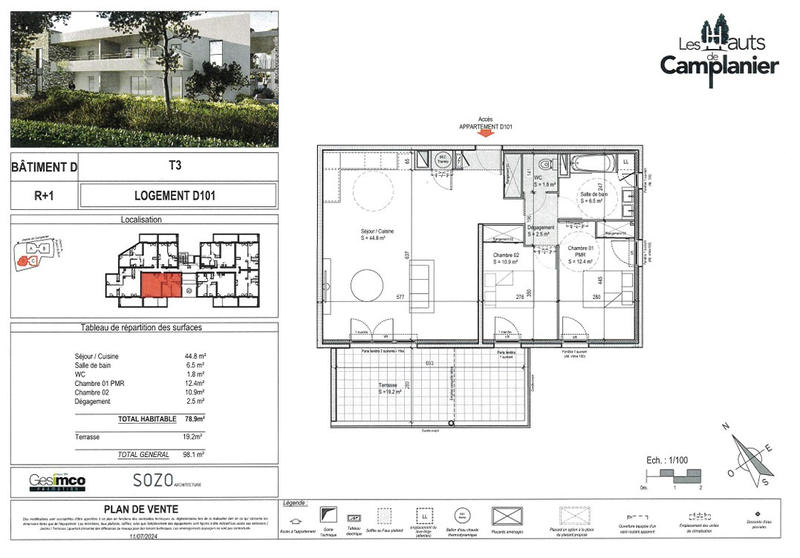 Appartement - 79 m² - 3 pièces