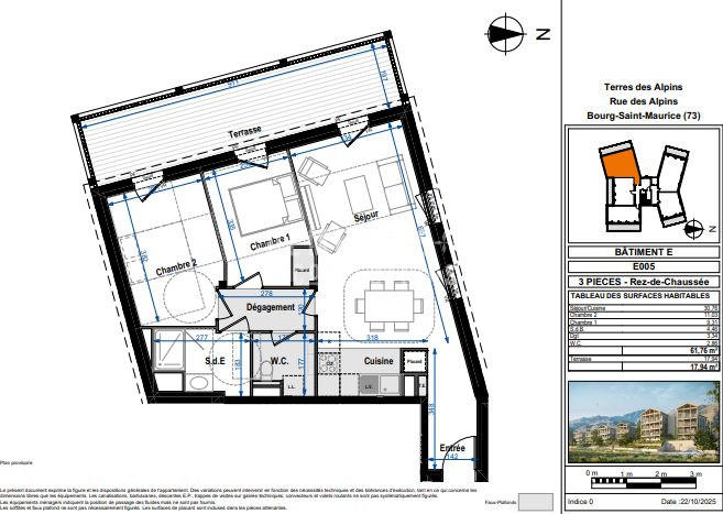 Appartement - 63 m² - 3 pièces